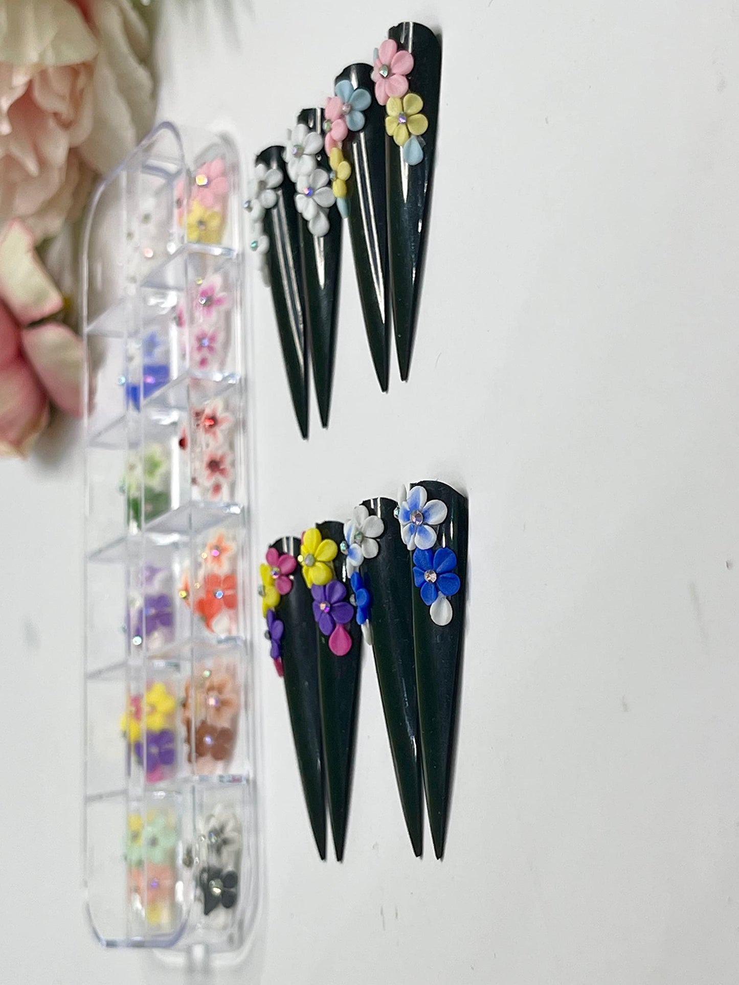 HaFLoNa- Set 24Pcs Blossoms - Enhance Your Artistic Projects with 3D Acrylic Flowers Handmade For Nail - Short & Medium Size | Exquisite Floral Accents for Crafts and Designs (Blossoms)