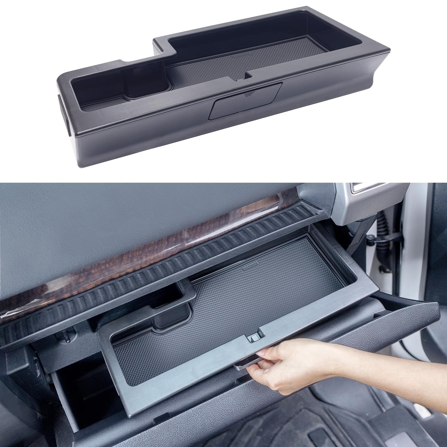 Glove Box Organizer Compatible with 2015-2020 Ford F150 Accessories Interior Hidden Glove Storage Compartment Organizer Tray ABS Materials