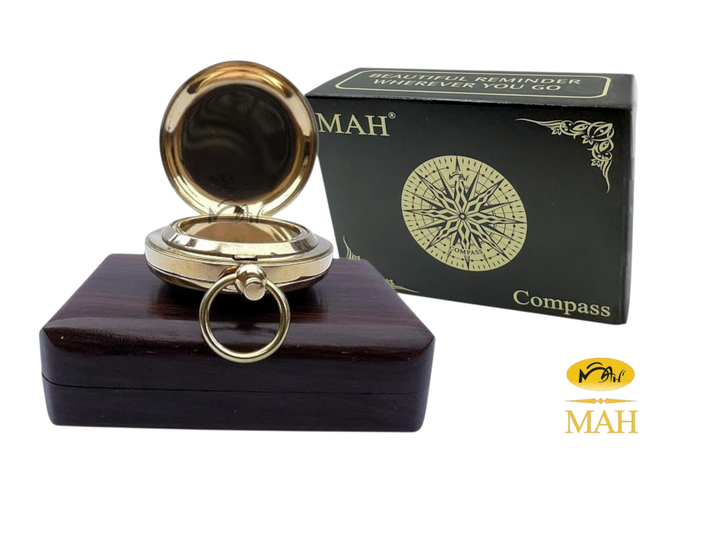 Brass Compass Gift with Wooden Box – Inspirational Graduation Gift for Son, Boys, College, High School, Motivational Keepsake for Him, Unique Birthday Gift Idea, Meaningful Keepsake with Card Included