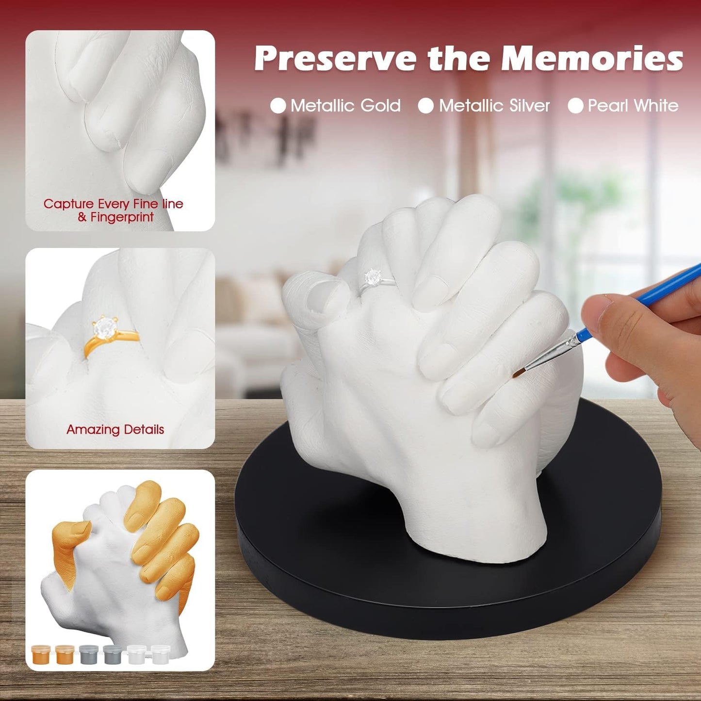 LTDSOAR Hand Casting Kit, Couples with Practice Kit, Hand Mold Kit for Women Men Engagement, Romantic Anniversary Wedding Birthday for Her or Him, Boyfriend Girlfriend Unique Bridal Shower Gift