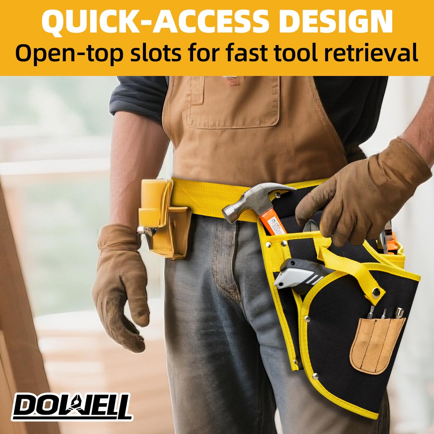 DOWELL Tool Belt for Men, Professional Toolbelt Pouches with Quick Access Pockets, Ideal Gift for Electricians, Carpenters & DIYers, Style B