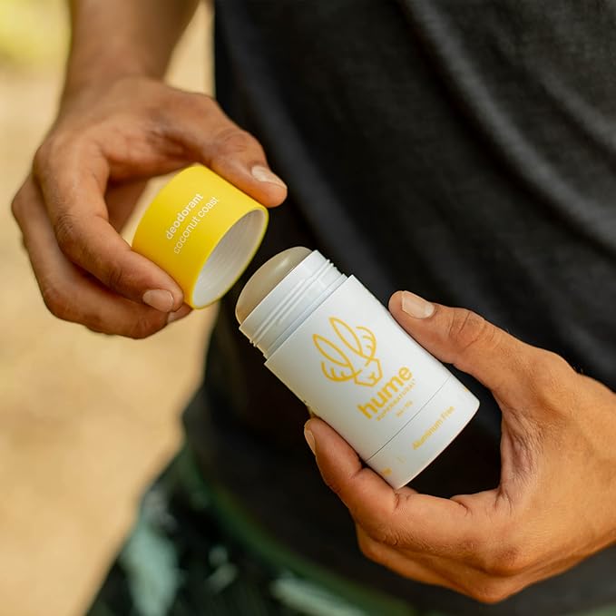 Hume Supernatural Aluminum Free Deodorant for Women & Men - Safe for Sensitive Skin - Probiotic, Plant-Based, Baking Soda Free, Aloe, & Cactus Flower, Anti Sweat, Stain & Odor - Coconut Coast 3-Pack