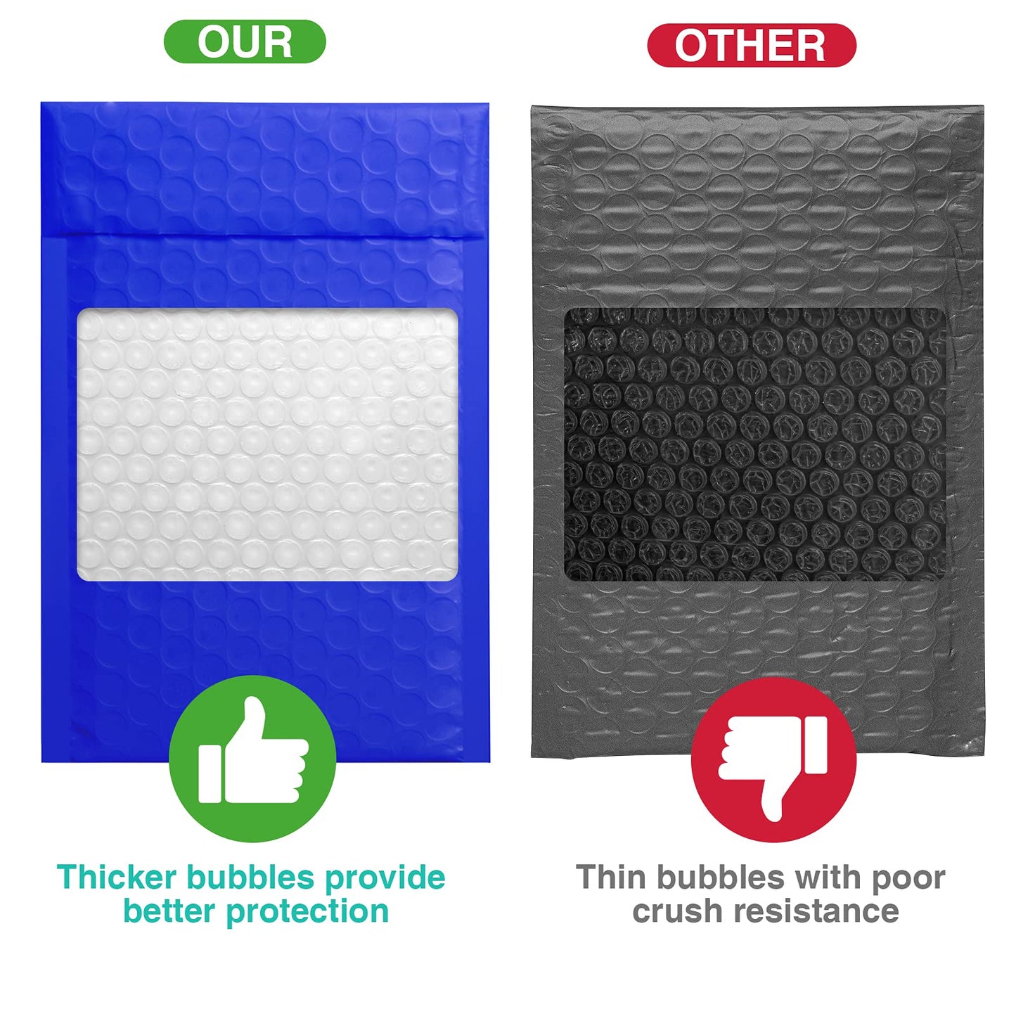 Metronic Bubble Mailers 4x8 Inch 50 Pack Royal Blue Waterproof Padded Envelopes Usable Size 4x7 Self Seal Adhesive Bubble Envelopes Padded Mailers for Small Business Shipping Envelopes for Jewelry