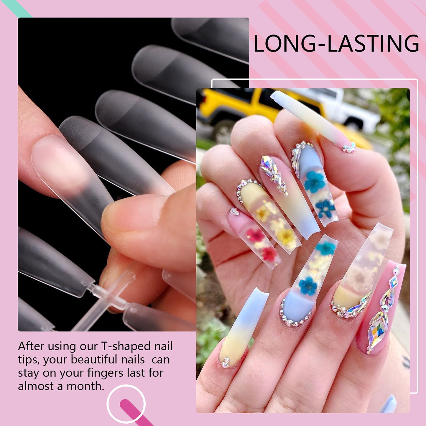 Saviland Matte Coffin Nail Tip – 240PCS No Need to File Acrylic Nail Tips Professional French Tips for Nail Extension Full/Half Cover Dual Use Matte Texture Press on Nails Pre-Shape 10 Sizes Salon DIY