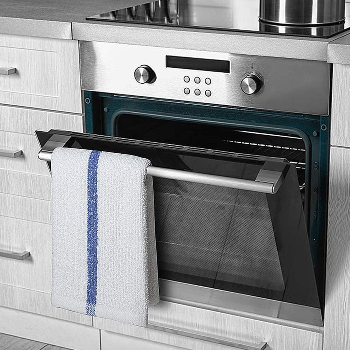 TOALLA Bar Mop Blue Stripe 10lbs 16x19 Pack of 60 100% Cotton Double Stitched Route Ready Absorbent Kitchen Towel Dish Towels and Dishcloths Towels Sets Washcloth Kitchen Towels