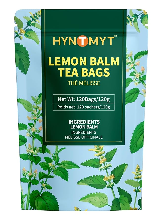 HYNTMYT Lemon Balm Tea Bags, Refreshing & Aromatic, Natural Lemon Balm Leaves Herbal Tea, Caffeine Free, 120 Count