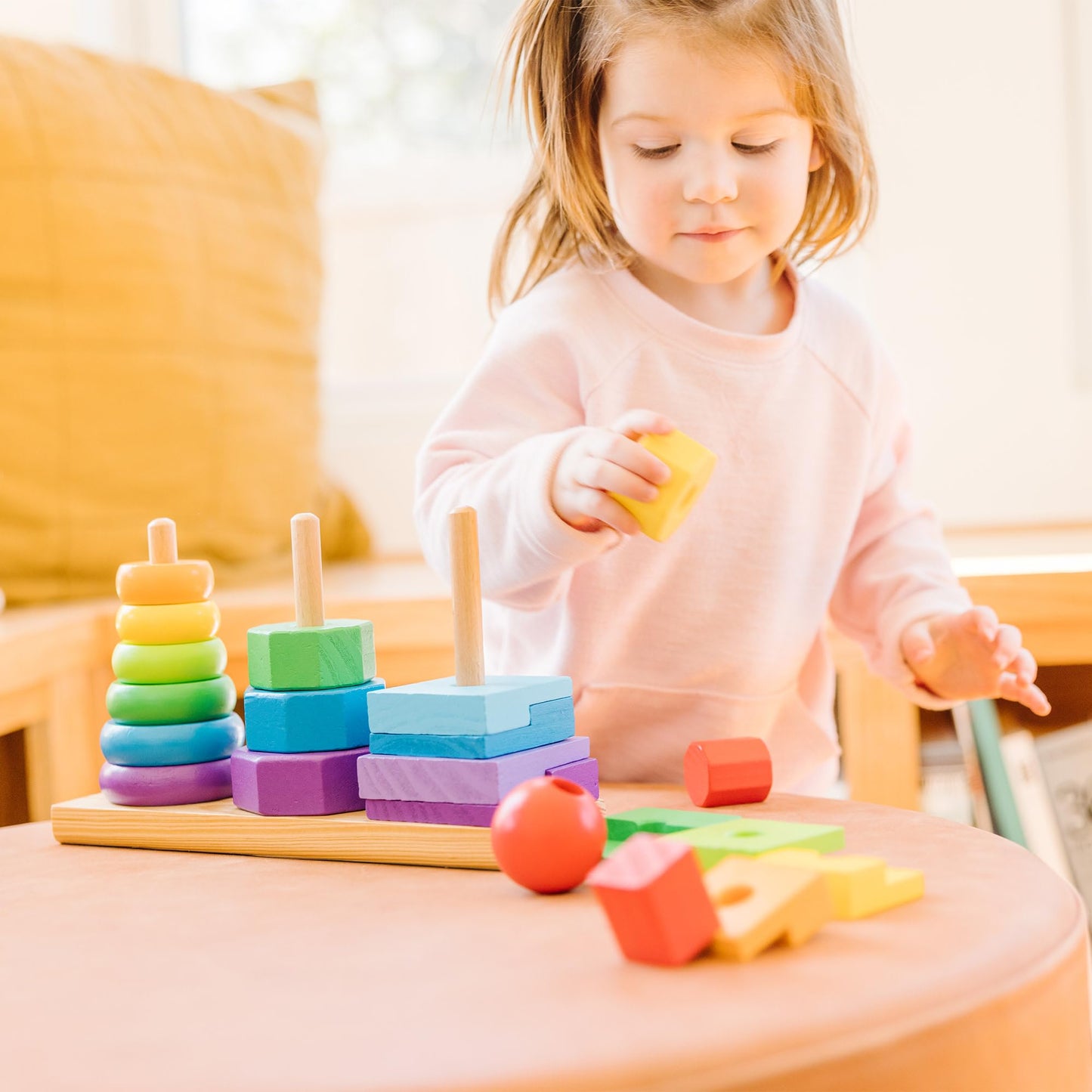 Melissa & Doug Geometric Stacker - Wooden Educational Toy,25 count(pack of 1)