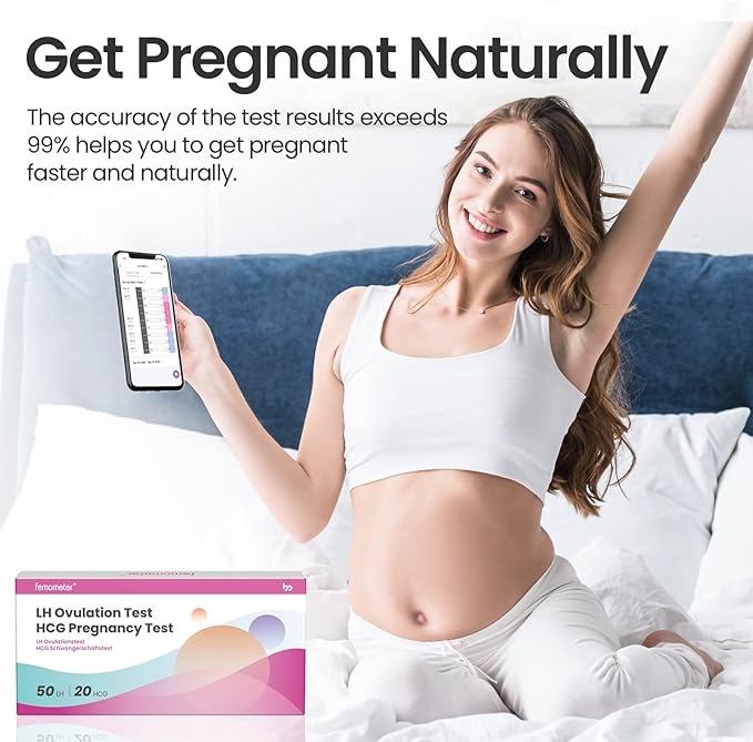 Femometer Home LH & HCG Test Strip Kit 50 Ovulation & 20 Pregnancy Test Strips Over 99% Accurate & Easy to Use