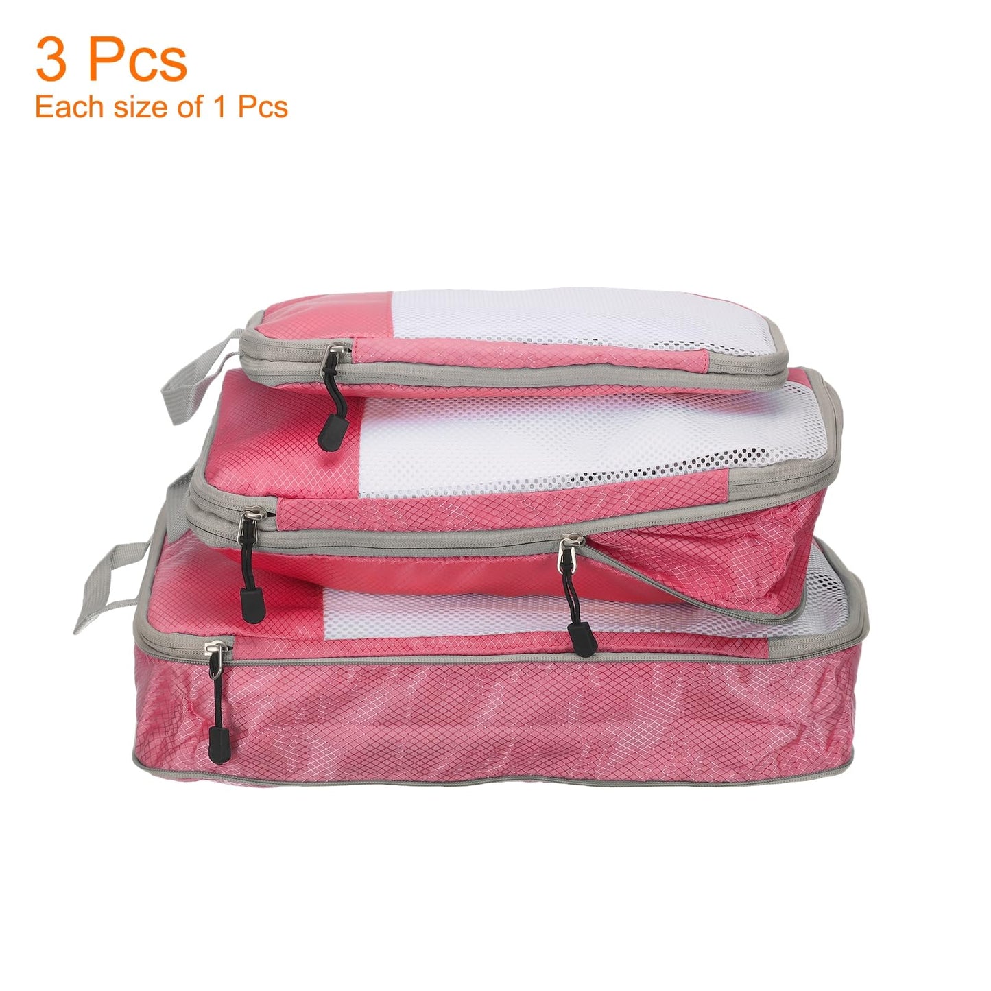 HARFINGTON 3pcs Compression Packing Cube for Suitcases Lightweight Luggage Organizers Bag Travel Essentials Compression Bags for Carry on Suitcases, Pink