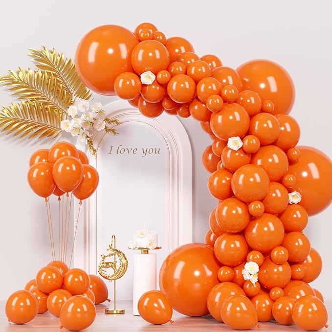 Orange Balloon Arch Kit 130pcs – Pastel & Light Orange Latex Garland for Halloween, Graduation & Birthday Parties