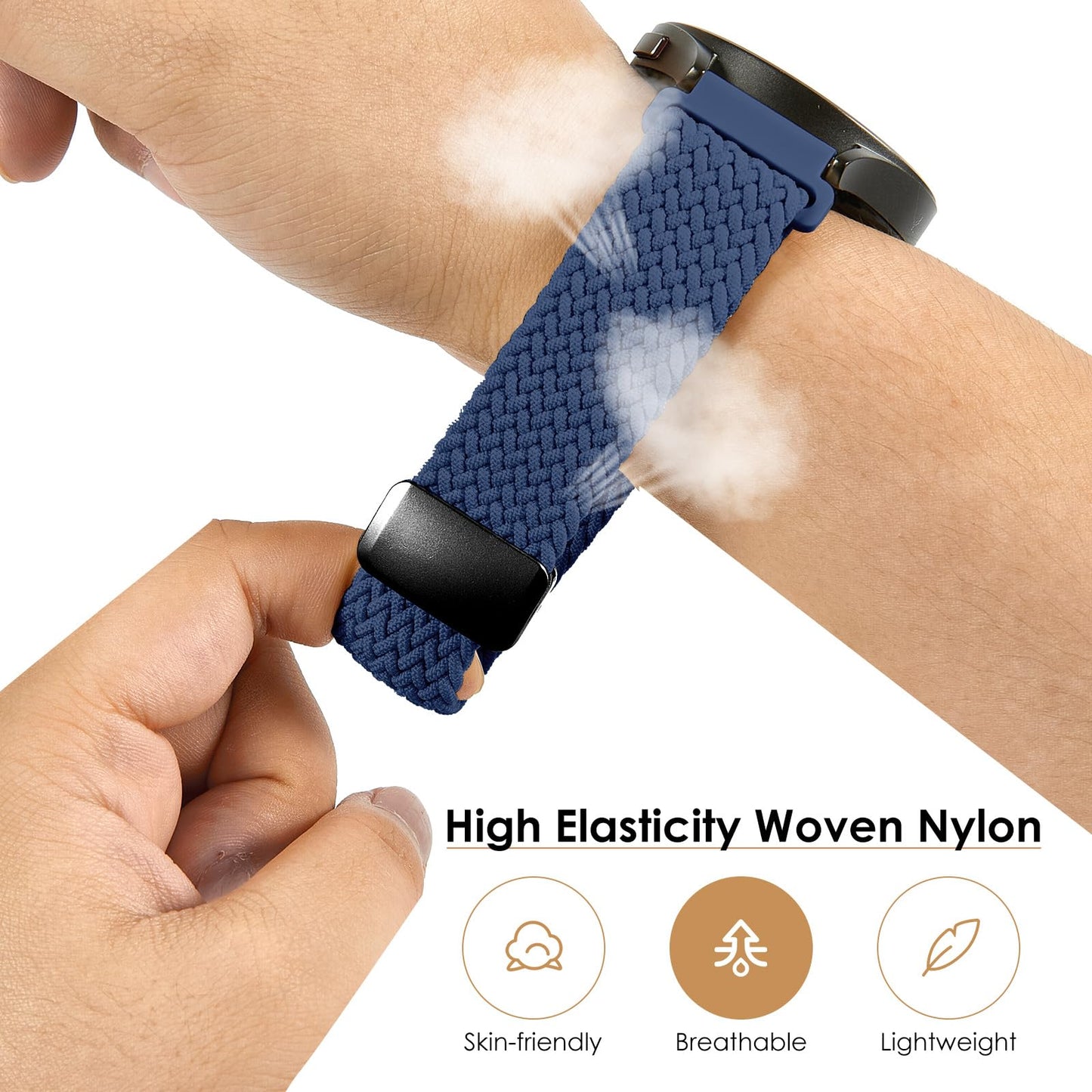 SIMYYO Nylon Magnetic Bands Quick Release Braided Nylon Watch Bands Stretchy Sport Replacement Strap for Men and Women 18mm 19mm 20mm 22mm