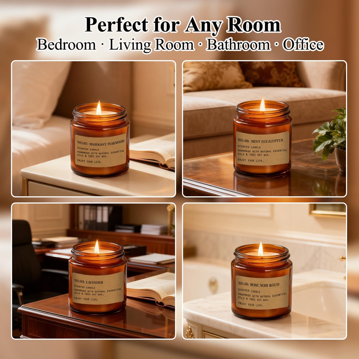 12 Pack Aromatherapy Candles for Home Scented, Aromatherapy Jar Candle Gifts for Women, Natural Soy Wax Amber Candle Set, Scented Candles Set for Birthday Present