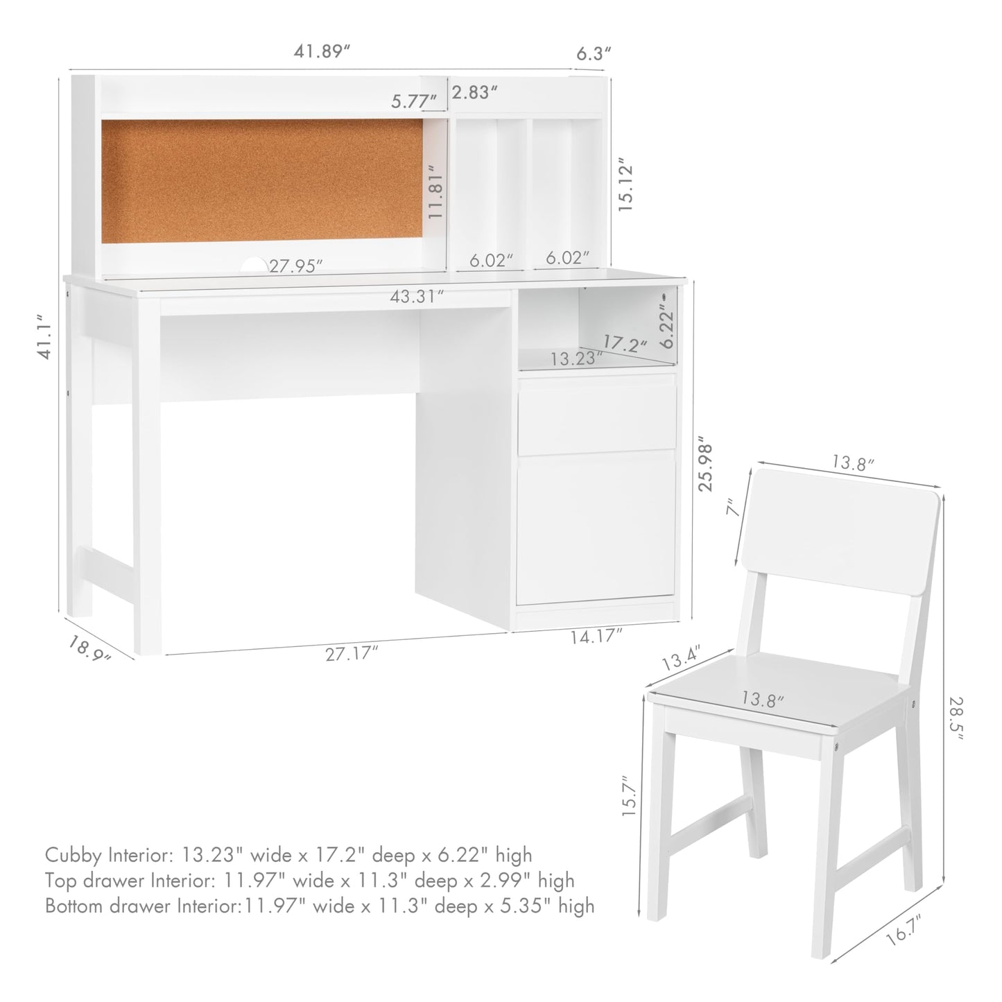 Spirich Kids Desk and Chair Sets, Kids Study Desk Set with Hutch and Storage, Children Wooden Study Table for 5-12 Years Old, Student Writing Table Computer Workstation