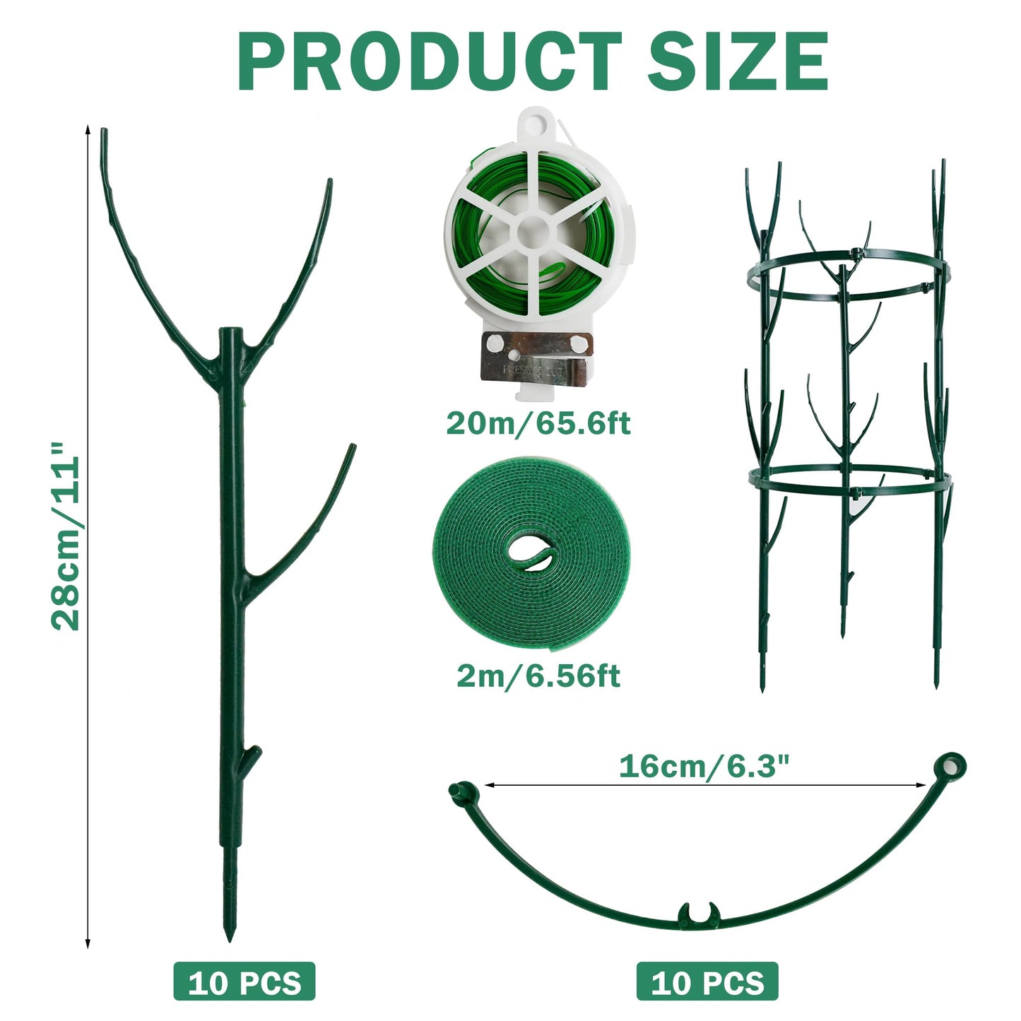 10 Pack Stackable Monstera Plant Support Stakes, Half Round Climbing Plant Pole Sticks Structures for Indoor/Outdoor Plants, Garden Accessories for Potted, Pothos, Philodendron & Vine Plants
