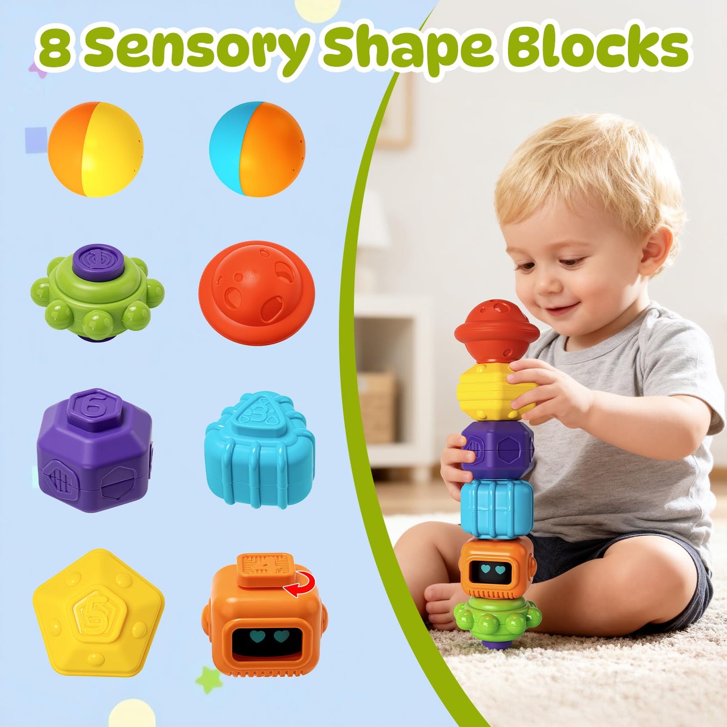 Aprilwolf Montessori Sensory Cube for Toddlers 18 Months + | Educational Activity Center with Elastic Sides | Baby Learning Toys, Wonderful Gift for Birthday Boys & Girls
