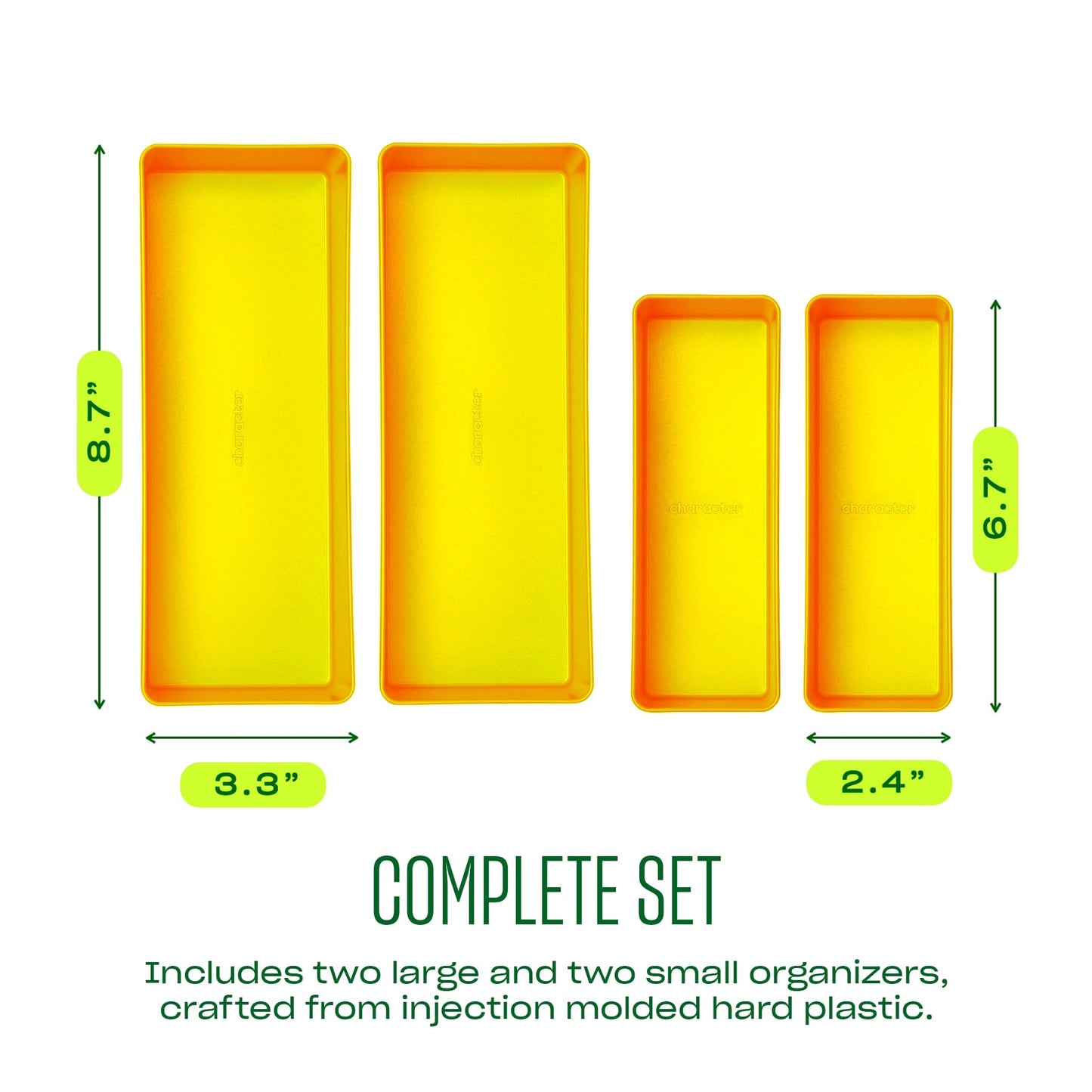 Character The Organizers, 4-Piece Storage System for Toolbox and Tool Bag Home Organization, Sunshine (Yellow)