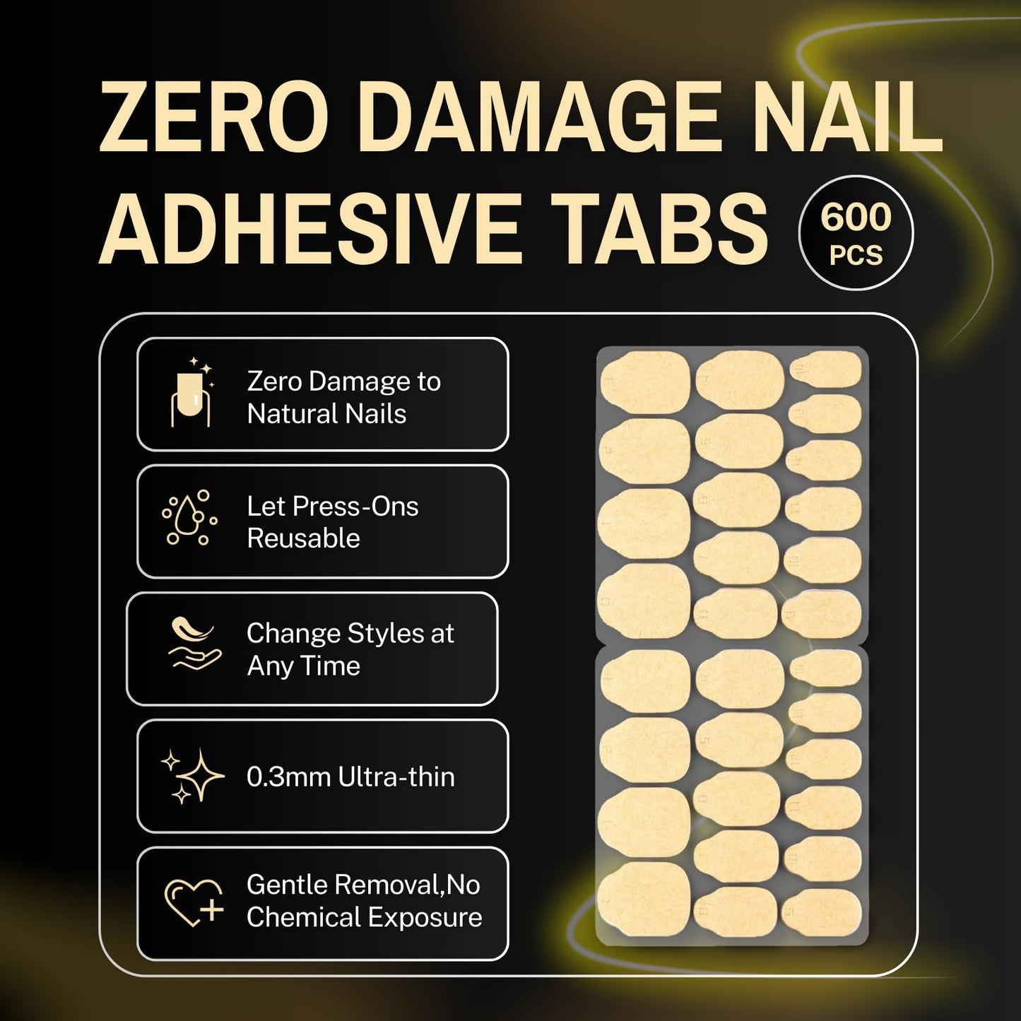 SnypeeLab Handmade Press on Nails with 600pcs Zero Damage Nail Adhesive Tabs Kits, 3D Flower False Nail for Women and Girls-24pcs
