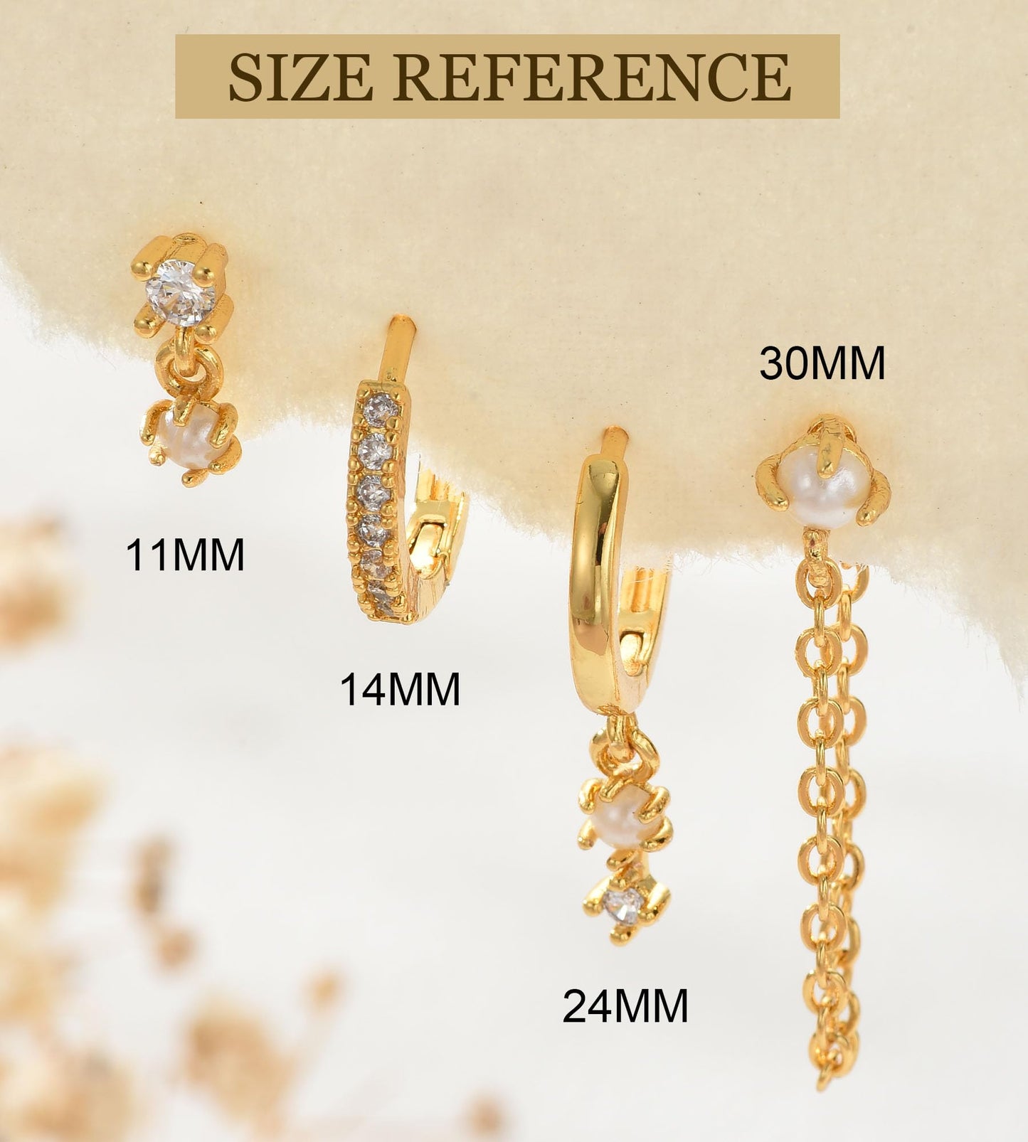 Gold Stud Earrings for Women, 6 Pairs 14K Hypoallergenic Cartilage Earrings for Multiple Piercing, Dainty Small Stackable Hoop Ball Earrings Set (Gold-4 Pairs Chain)