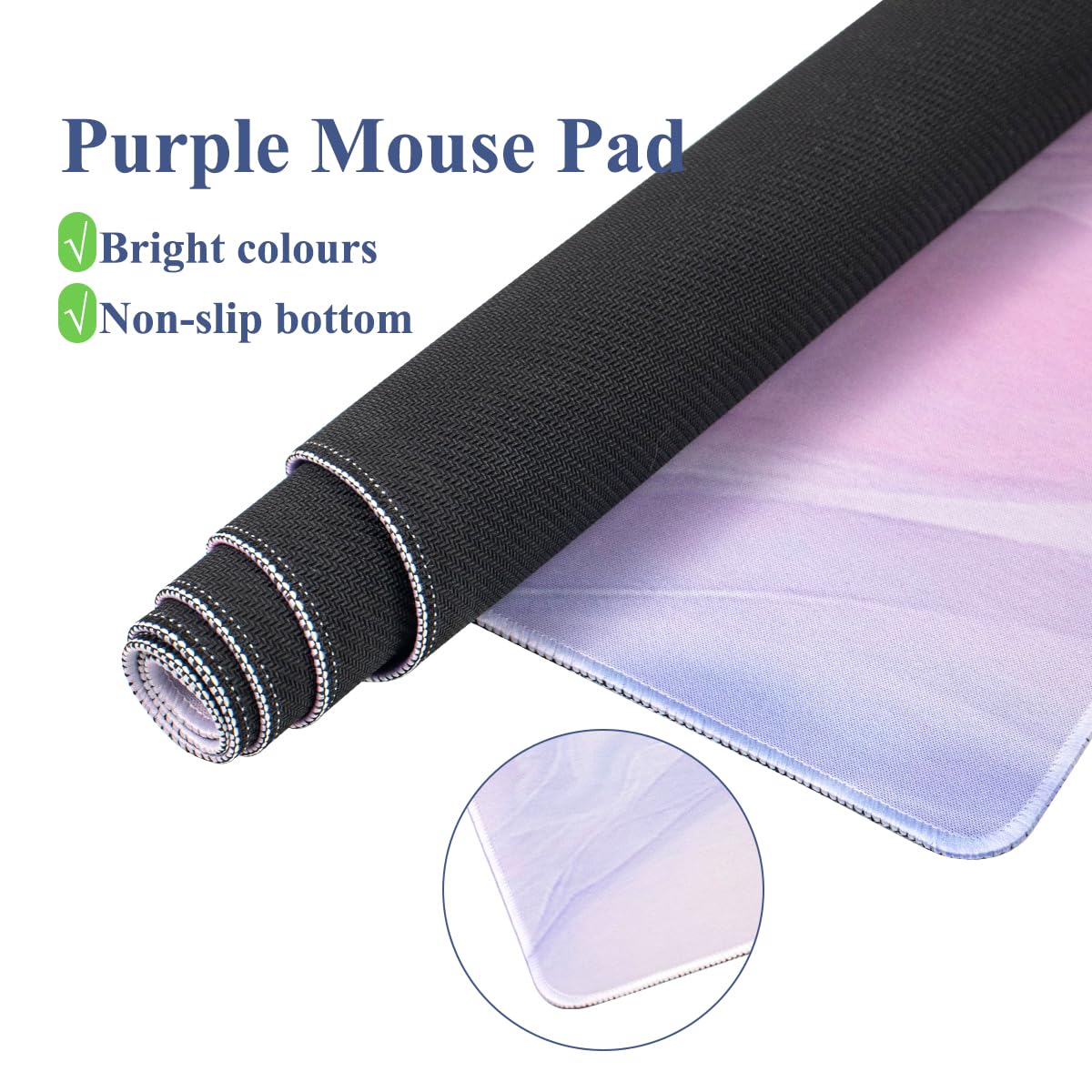 Gaming Desk Mat with Keyboard Wrist Rest Set, 4 in 1 Large Mouse Pad & Cloud Keyboard Wrist Rest& Mouse Wrist Rest&Coaster, Comfort and Support for Typing and Gaming(Purple Gradient)