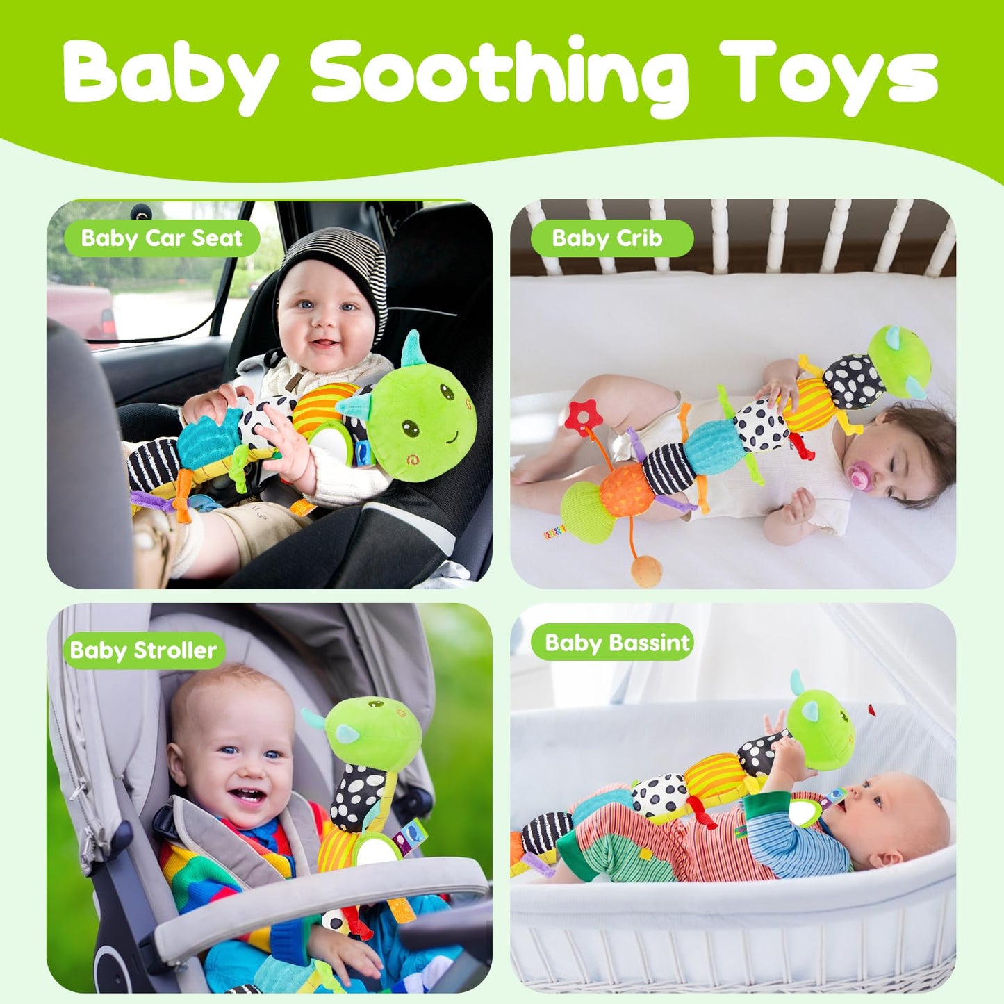Topsochir Basket for Newborn & Baby Sensory Toy 0-6 Month Music Caterpillar Toy
