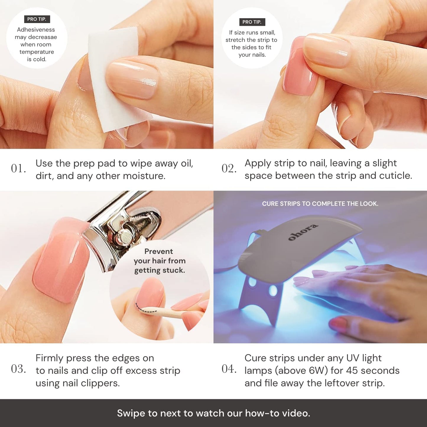 ohora Semi-Cured Gel Pedi Strips 34pcs(P Maple) - Includes 16 Solid Color, 14 Accent Wraps, 2 Prep Pads, Nail File & Wooden Stick