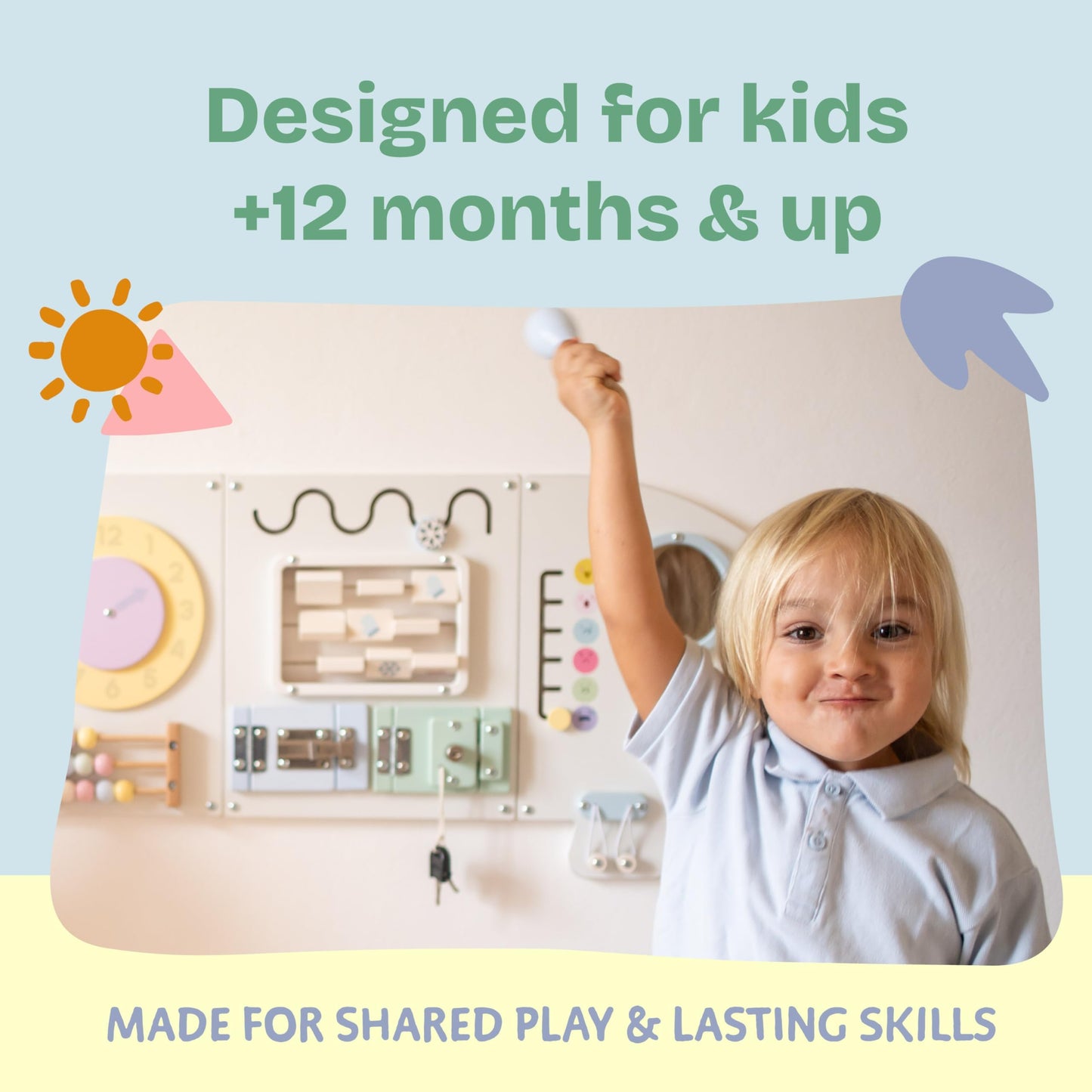 Sensory Wall Panel for Kids – Toddler Learning Activity Center - Emotional Development & Fine Motor Skills – Toddler Learning Activity Center- Busy board Montessori toys