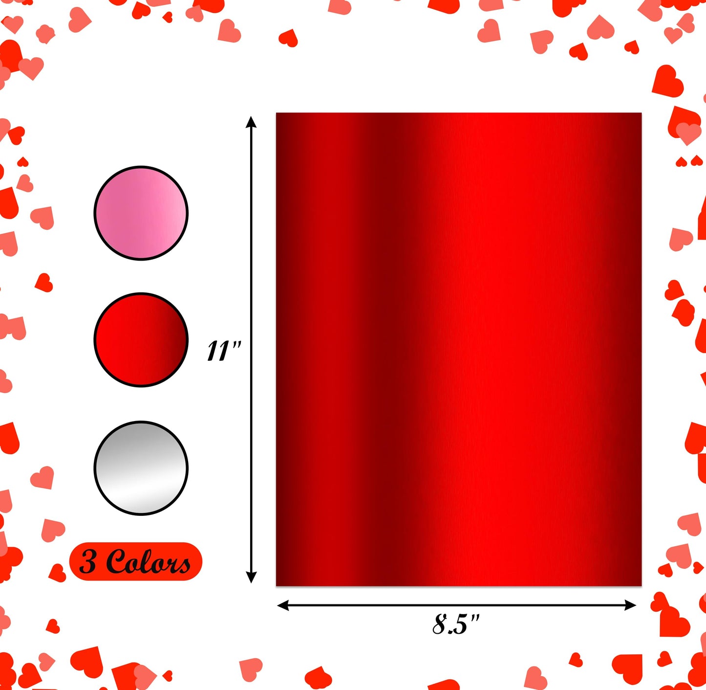 Metallic Valentine's Day Paper Card Stock Sheets 75 Pack Silver Pink Red Foil Board for Valentines Flowers Scrapbook Crafts Invitations & Office Supply Valentine Thick Cardboard Letter Size 8.5" x 11"