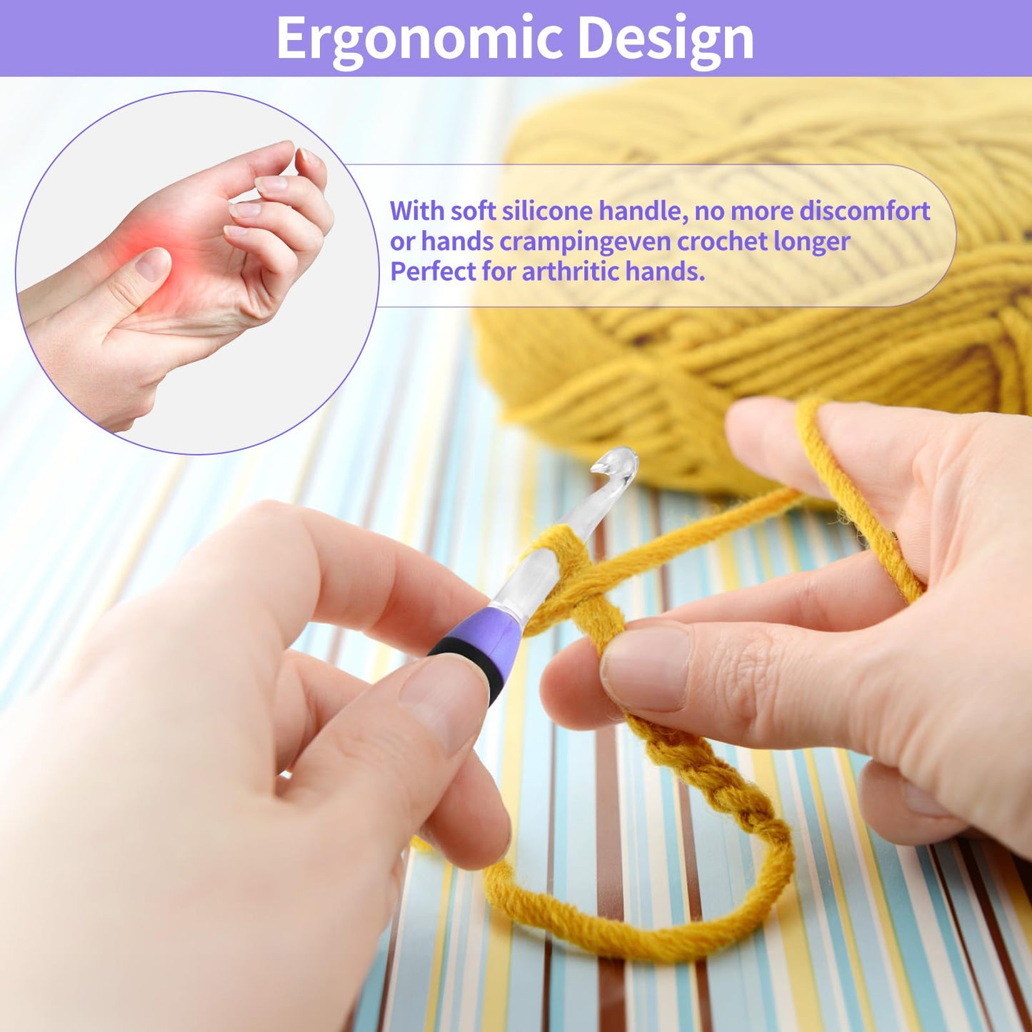 Light Up Crochet Hook Sets, 11 Sizes Interchangeable Lighted Crochet Hook Set, LED Rechargeable Crochet Hooks for Dark Yarn, Ergonomic Grip Crochet Kit for Beginners Crochet Needles Kit with Case