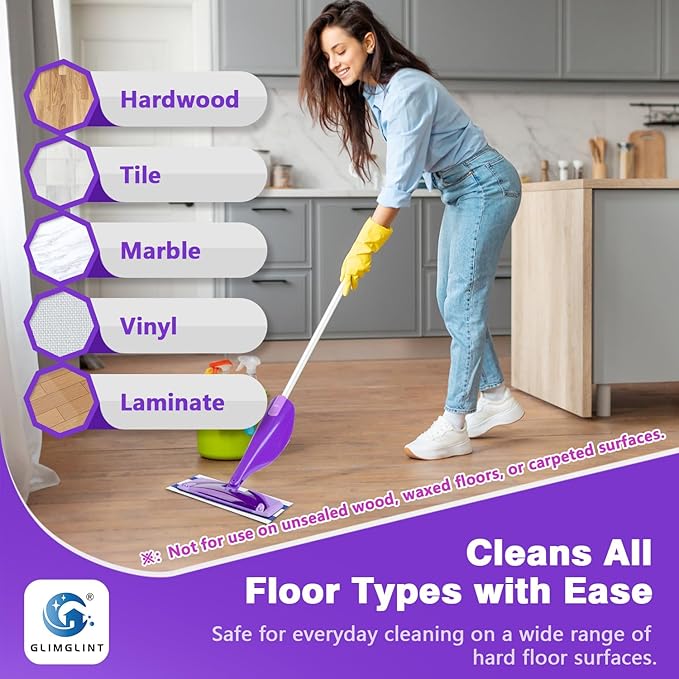 GLIMGLINT Mop Pad Refills Compatible with Swiffer Wet Jet, 4-Layer Thickened & Super Absorbent, WetJet Pads Refills, Cleaning Pads, Disposable Dry Floor Mop Pads, 64 Count