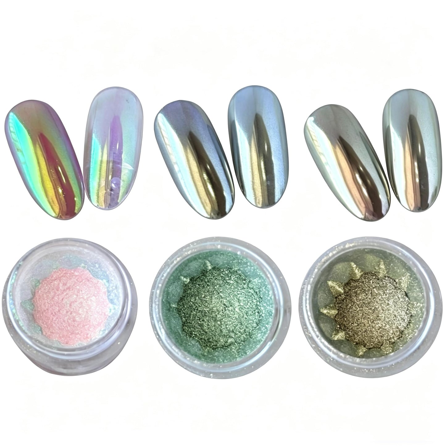 CHARMING MAY Moonlight Rainbow Chrome Nail Powder,3 Jars Aurora Nail Powder Unicorn Mermaid Chrome Powder for Nails Nail Art Glitter(Moonlight#789)