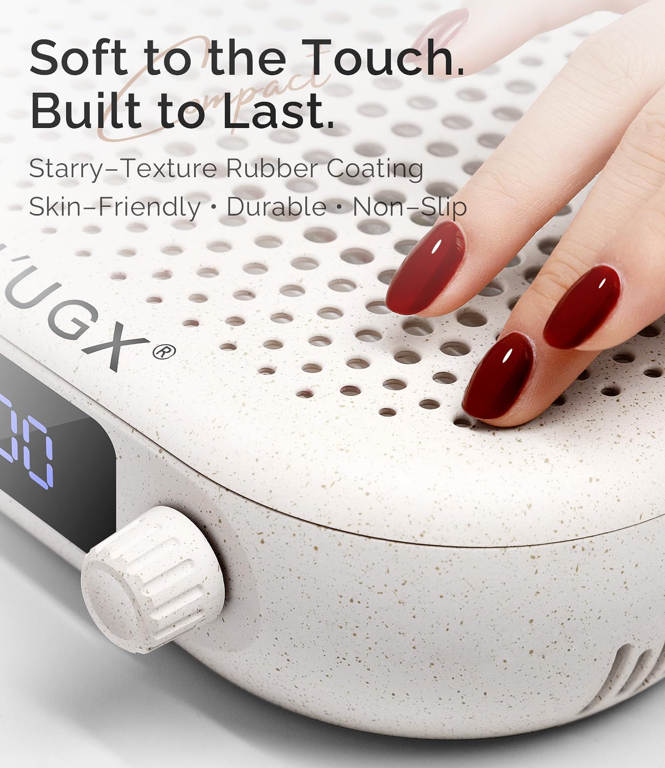 L'UGX Dust Collector Nail Tech – Compact Nail Dust Collector Profesional with Strong Suction, 10-Speed Turbo Fan, LED Display & Low Noise Nail Dust Cleaner for Home & Salon Use-Stardust Beige