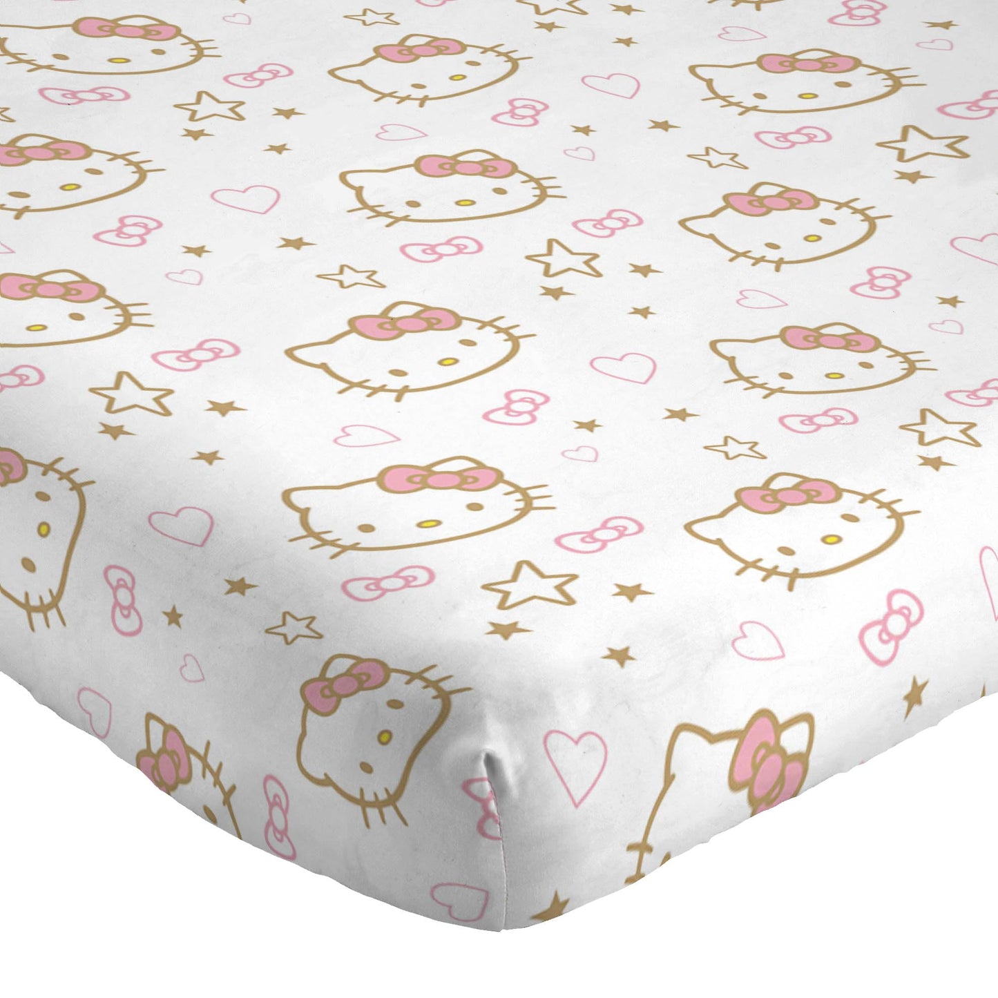Jay Franco Sheet Set with Fitted, Flat Sheets & Pillow Cover - Ultra-Soft Bedding with Pillowcase for Room Decor, Pink - Hello Kitty, 4 Piece Queen