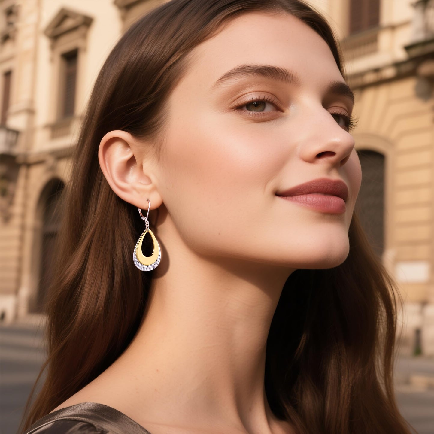 Sterling Silver Teardrop Dangle Earrings for Women Gold Plated Layer Leverback Hammered Dangle Earrings Jewelry Hypoallergenic Silver Waterdrop Leverback Dangle Earring for Gifts