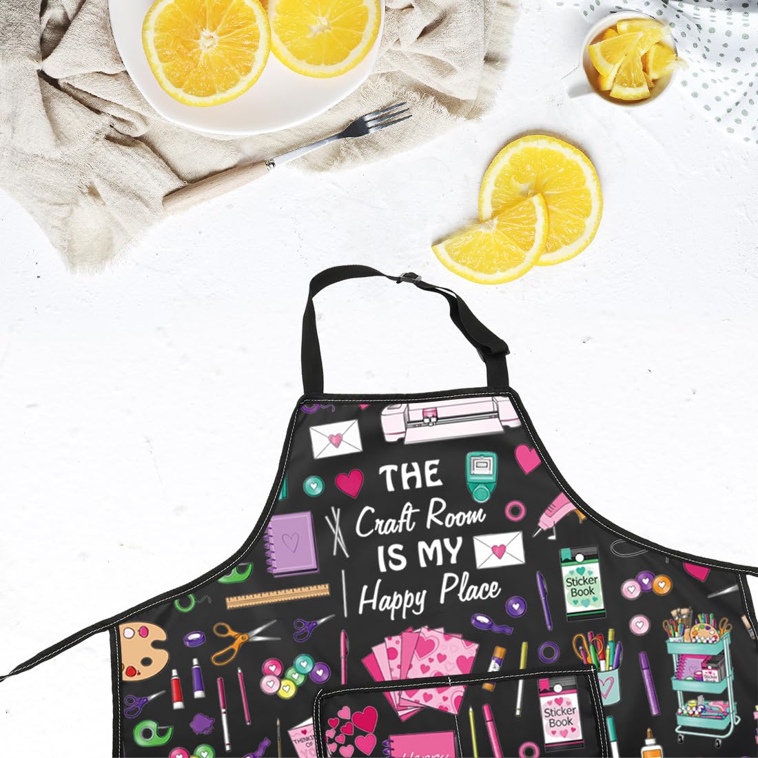 VAMSII Crafter Apron With Pockets Sewing Lover Gift DIY Hobby Gift (Crafting Love A)