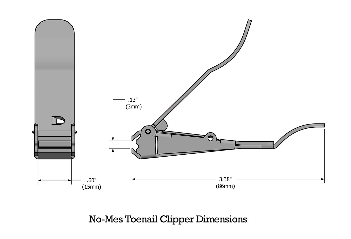 No-mes Toenail Clipper, Catches Clippings, Patented Ergonomic Grip, Built-in Nail File, Made in USA