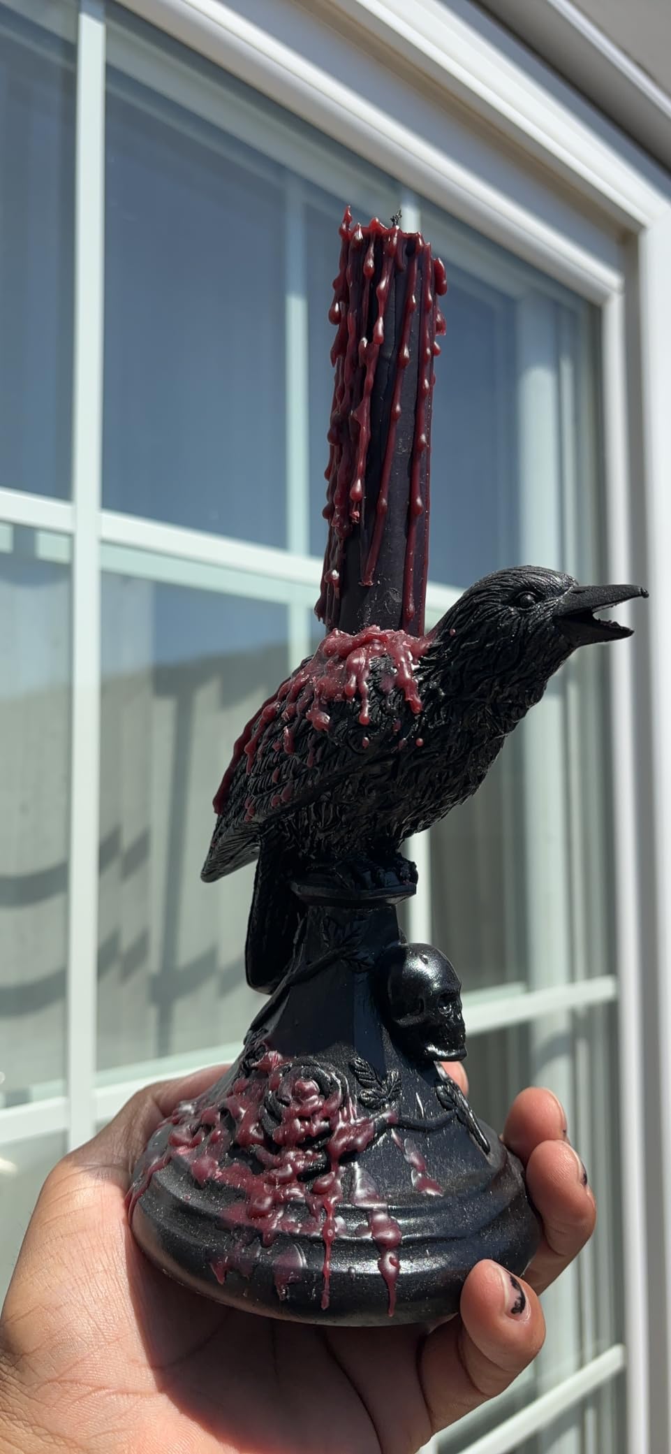 Dark Gothic Candlestick Raven/Owl Halloween Candle Stick Holder, Gothic Statue Figurine Holder Holder Stand, Gothic Home Decor Accessory (Raven)