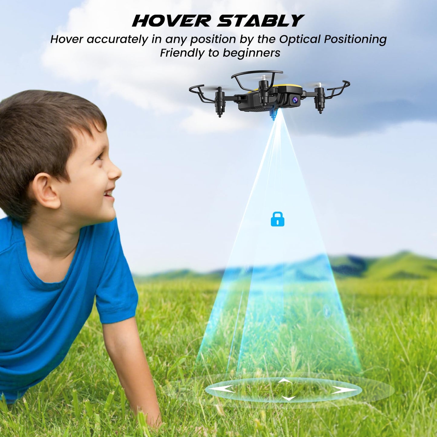 SIMREX X300C Mini Drone with Camera 720P HD FPV, RC Quadcopter Foldable Drone With Altitude Hold, 3D Flip, Headless Mode, Gravity Control and 2 Batteries, Gifts for Kids, Adults, Beginner, Yellow