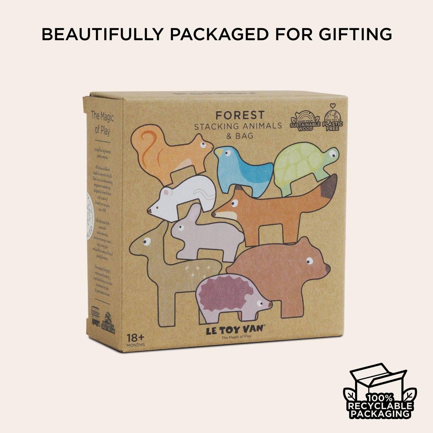 Le Toy Van - Wooden Petilou Forest Stacker Puzzle & Bag Educational Balancing Activities Toy | Great Gift for Kids and Toddlers | Suitable for Age 18+ Months Old