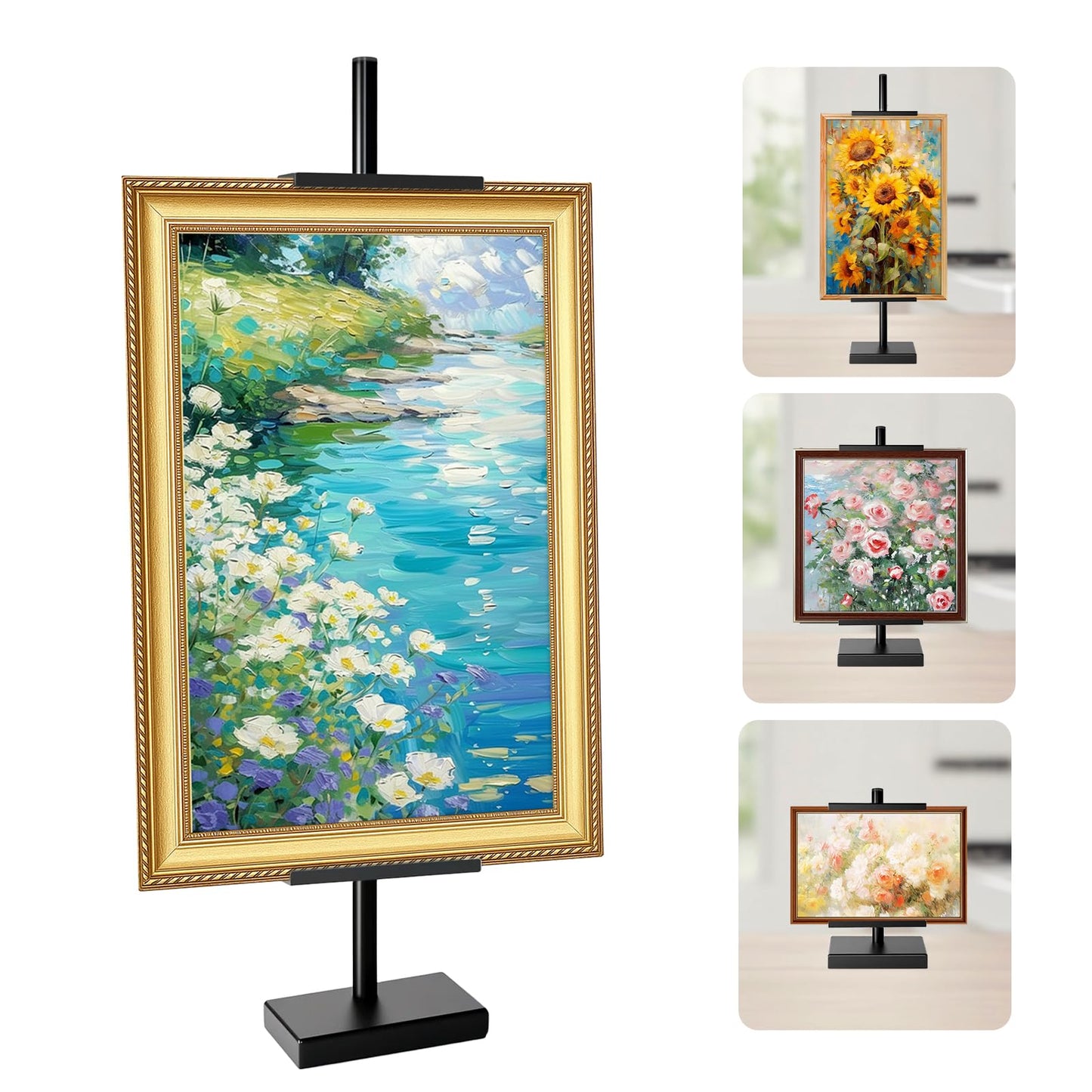 AZEAM Tabletop Easel Stand, Adjustable Poster Stand for Frames up to 29" , Black Metal Standing Easel Display Stand for Art Signs Photos, Framed Artwork Display Easel Stands for Home Events