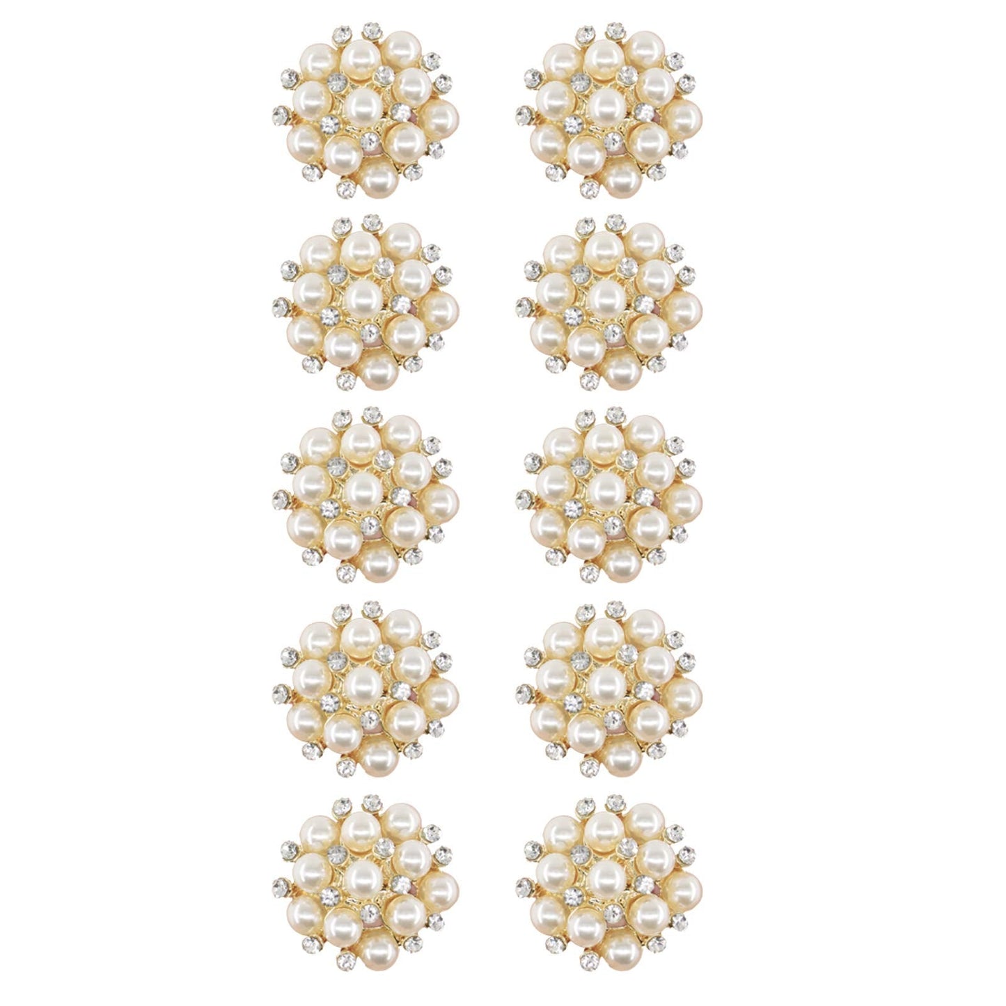 Jerler 10 Pcs Pearl Rhinestone Buttons Crystal Embellishments Sew on Clothing Buttons
