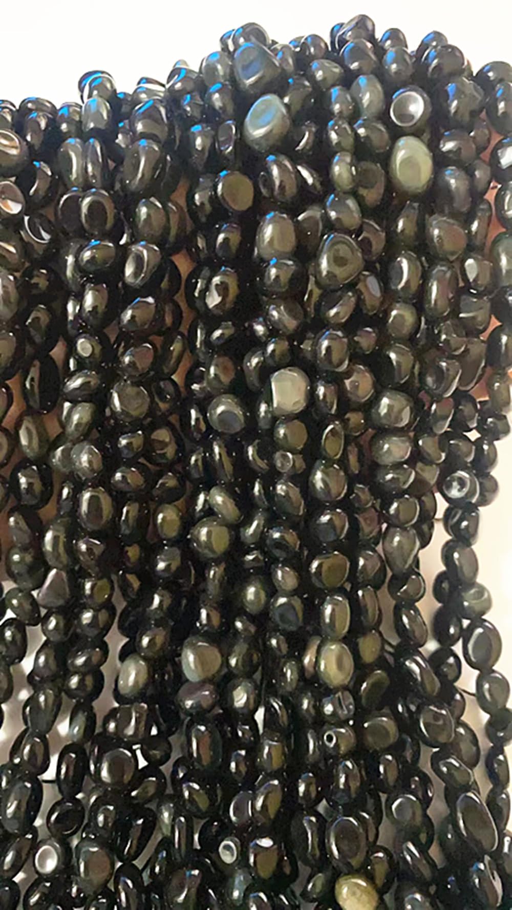jodaying 6-8mm Natural Black Obsidian Nuggets Oval Free Tumbled Pebble Semi Precious Gemstone Loose Stone Beads Approx 15.5 inch for DIY Jewelry Making