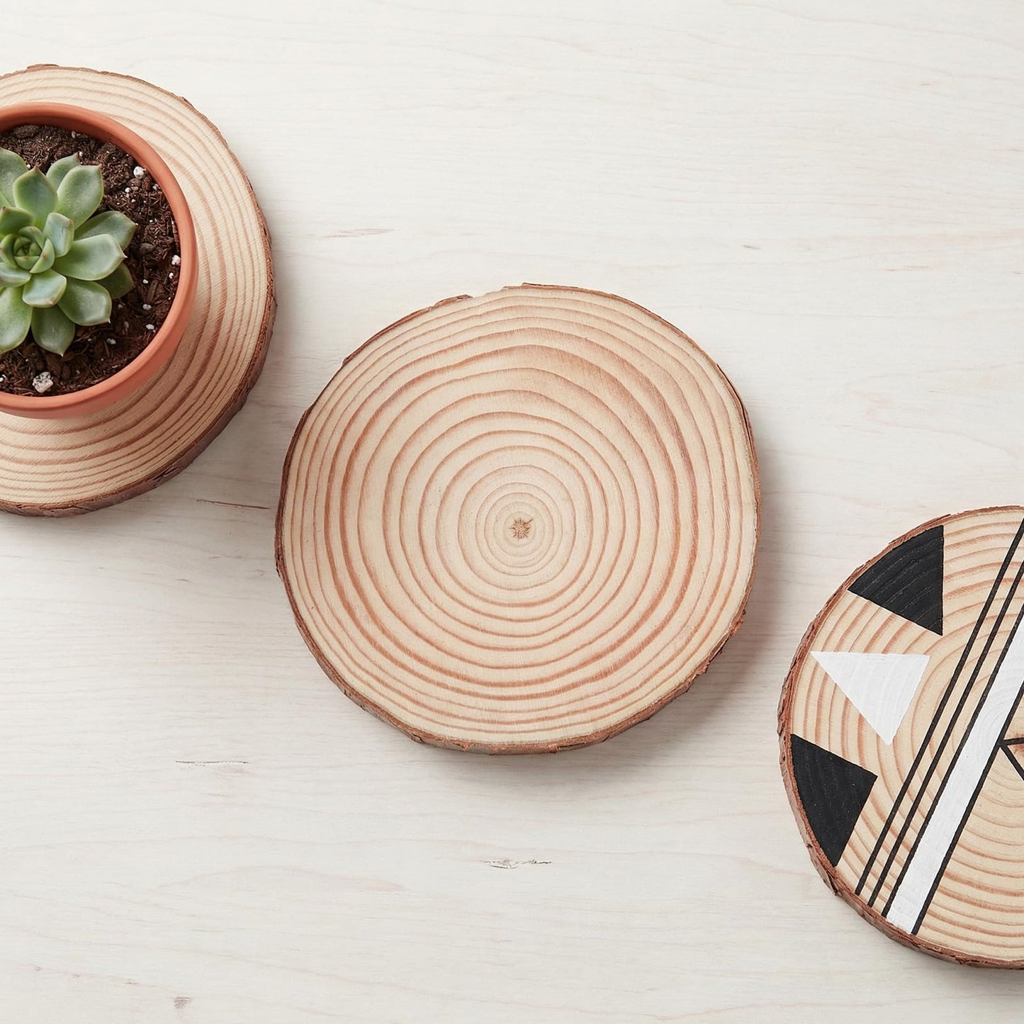 SOUJAP 60 PCS 4.3-4.7 inch Natural Wood Slices, Unfinished Round Wooden Slices, Log Discs Circles for DIY Crafts, Ornament, Coaster