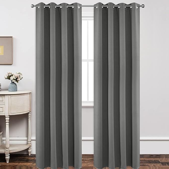 Joydeco Blackout Curtains 120 Inch Length 2 Panels Set, Thermal Insulated Long Curtains& Drapes 2 Burg, Christmas Drapes for Living Room Bedroom Window