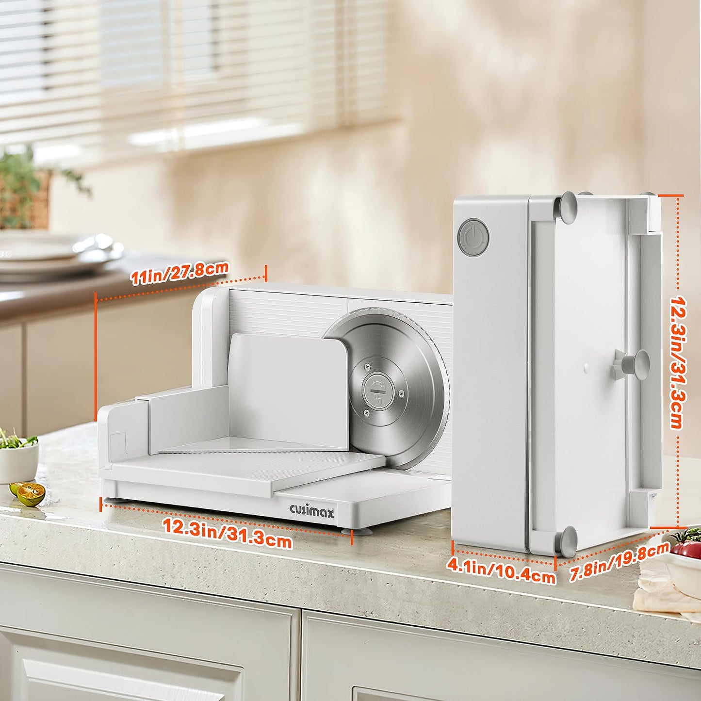 CUSIMAX Foldable Meat Slicer, Meat Slicer for Home with Child Safety Switch and 2 Removable Blades,Electric Deli Slicer Adjustable Thickness 0-20mm and Storage Bag
