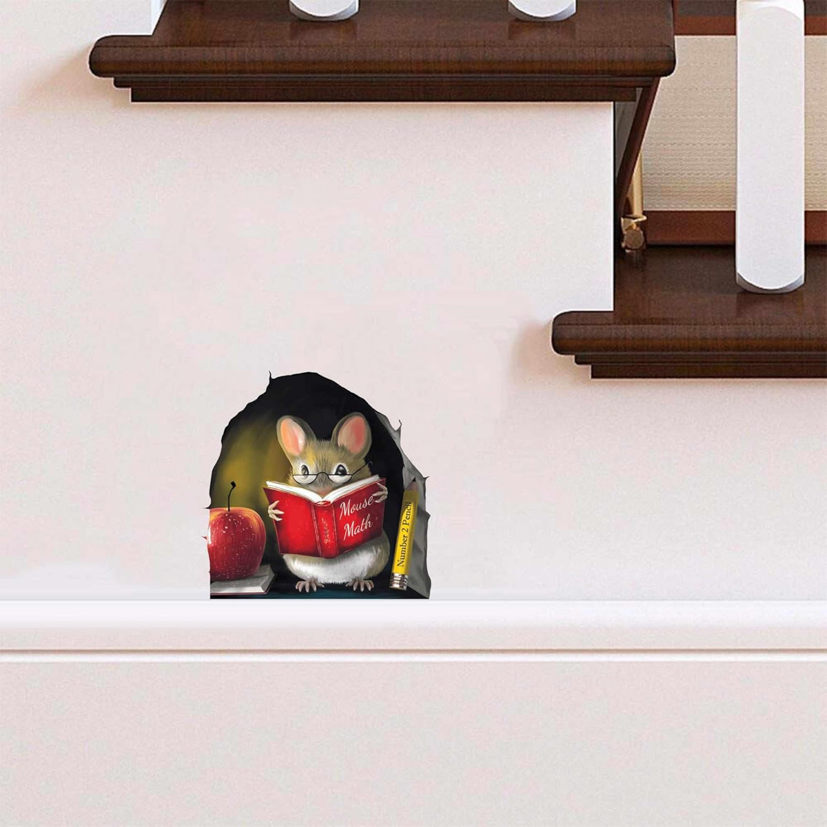Teachers Pet Mouse Reading Book Wall Sticker Decal – Kids Room, Classroom, Home Decor, Bookcase, Book Lover Gift, Children's Bedroom, Nursery, Cute Mouse, MICESTERPIECE