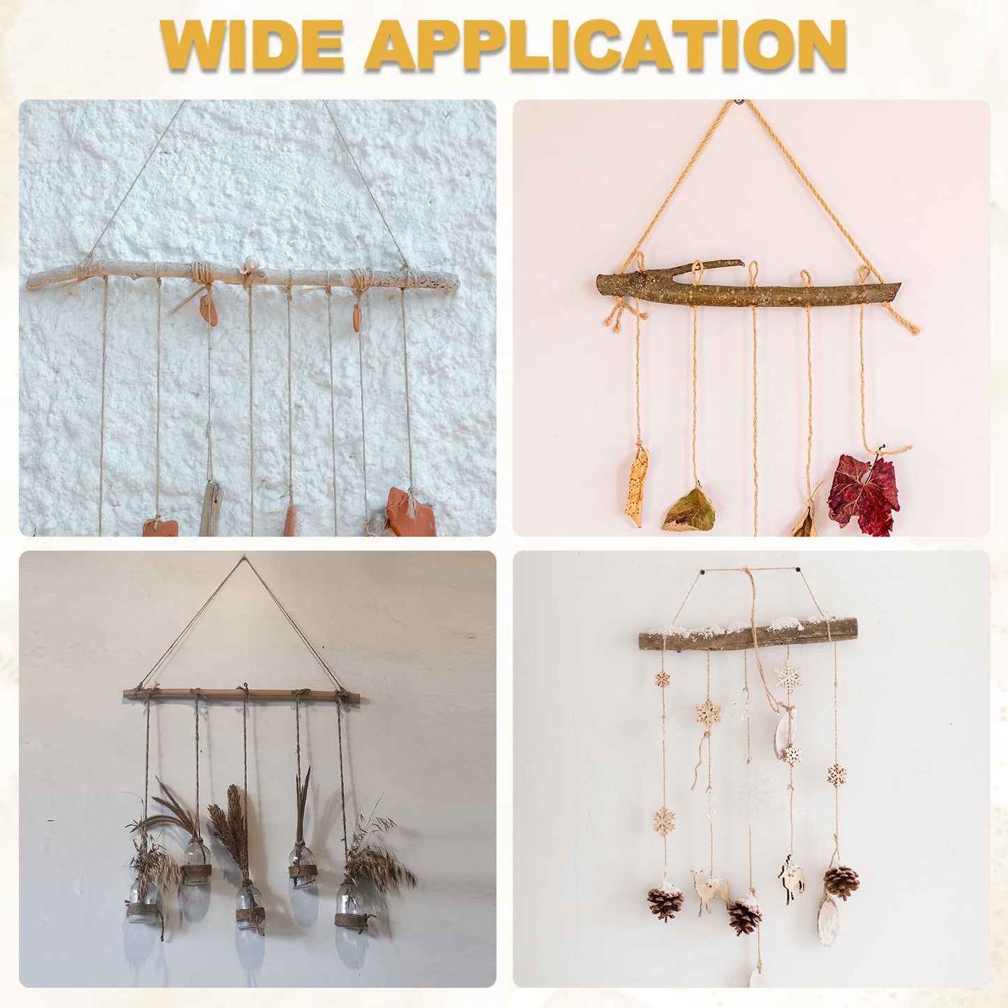 MECCANIXITY 15'' Driftwood Wall Hanging, Driftwood Jewelry Hanger Decorative Branches with 5 Hooks for DIY Art Crafts Wall Hanging Woven, Style 3