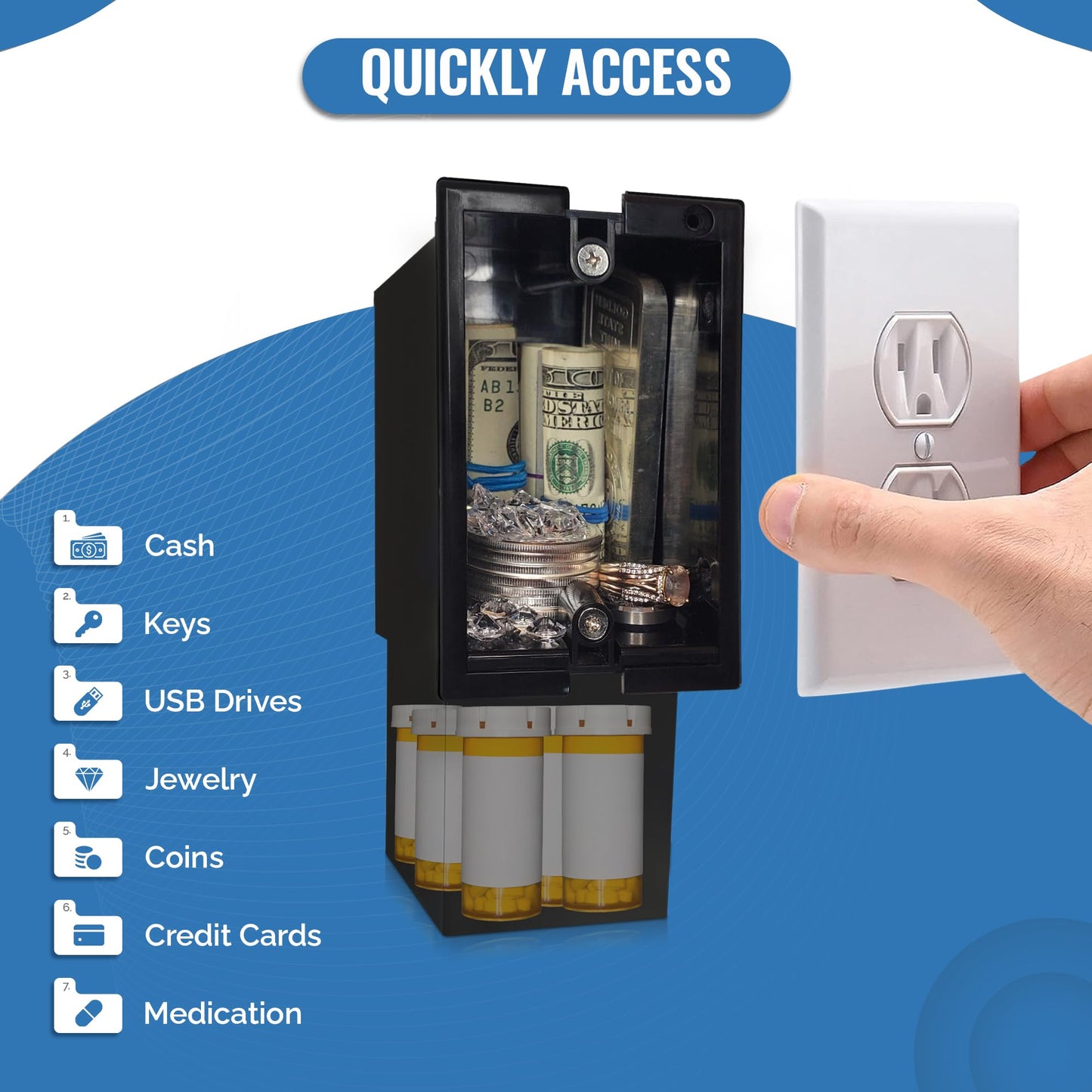 Wall Outlet Safe and Electrical Outlet Hidden Wall Safe, Hide in Plain Sight Key Money Jewelry Storage Cash Holder Safe Box (1)