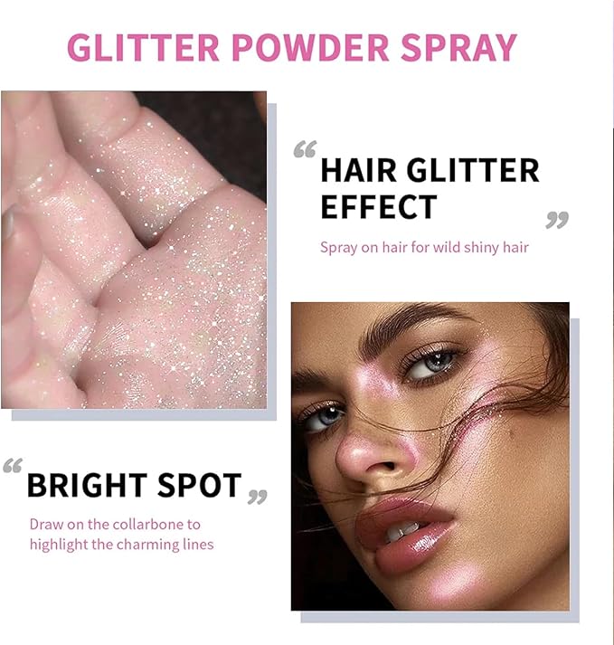 SOVONCARE Hair and Body Glitter Spray Instantly, Face Glitter Hairspray Body Shimmer Powder add Sparkly Shimmery Glow for Women Hair, Skin, Clothing Quick Drying, Non-Sticky 4.7 oz Pink