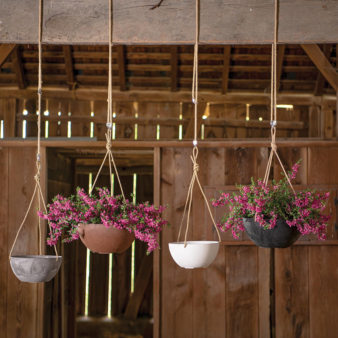Root & Vessel Self Watering Hanging Planter for Indoor or Outdoor Plants, Unique Marbled Hanging Basket Made of Eco-Friendly Blend of Stone & Plastic, Rust, 12"