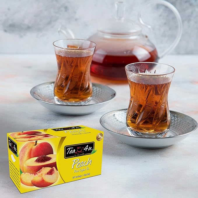Tea4U Flavored Black Ceylon TeaBags (Peach) - Ideal Quality from Sri Lanka's Finest Leaves and Expertly Blended - 25 Count